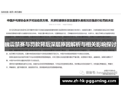 魏震禁赛与罚款背后深层原因解析与相关影响探讨
